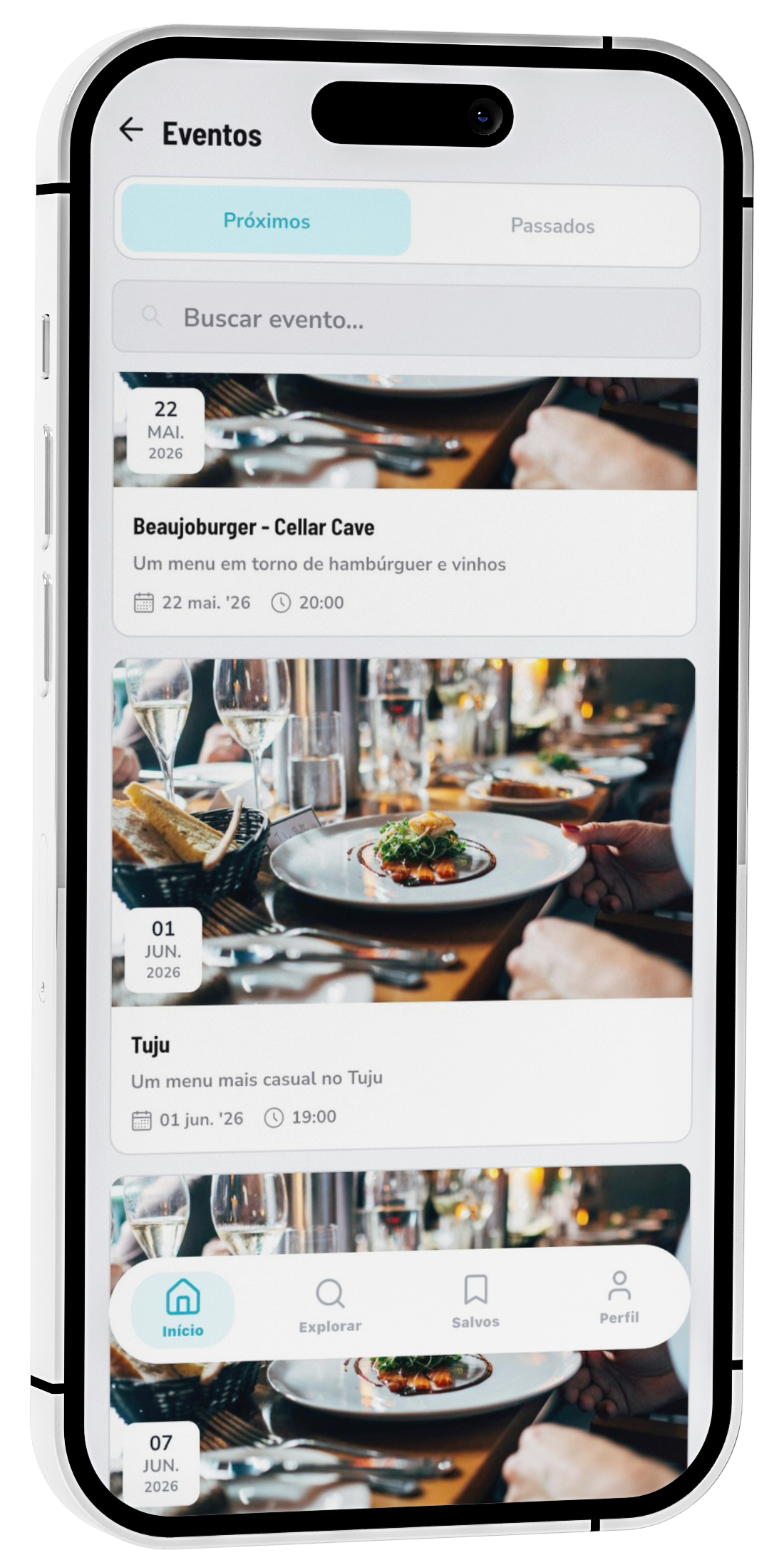 Eventos gastronômicos exclusivos no app