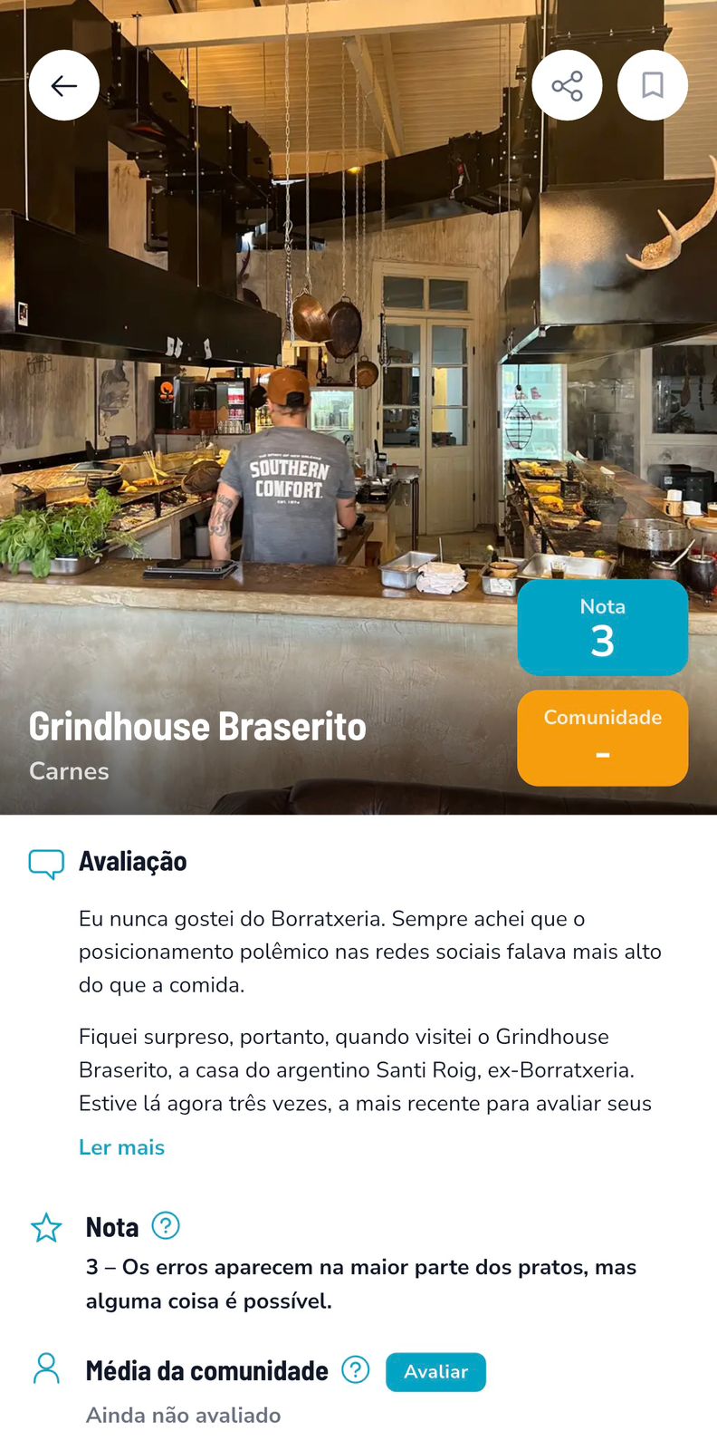 Avaliações detalhadas